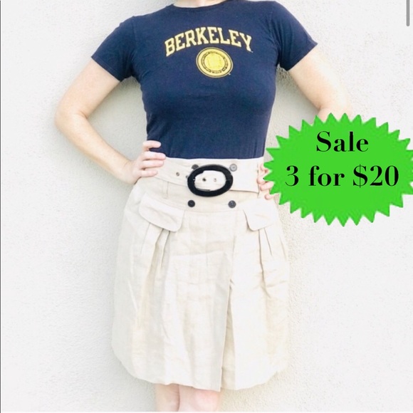 Zara Dresses & Skirts - ZARA preppy SKIRT beige belt faux wrap tan FULL L